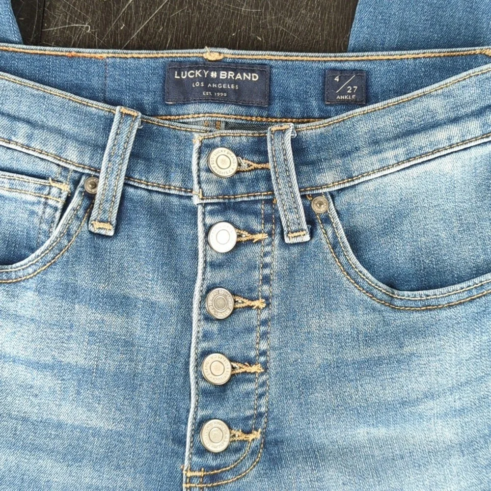 Lucky Brand High Rise Skinny Bridgette Ankle Jeans Raw Hem Button Fly Women's 4 - Picture 8 of 11